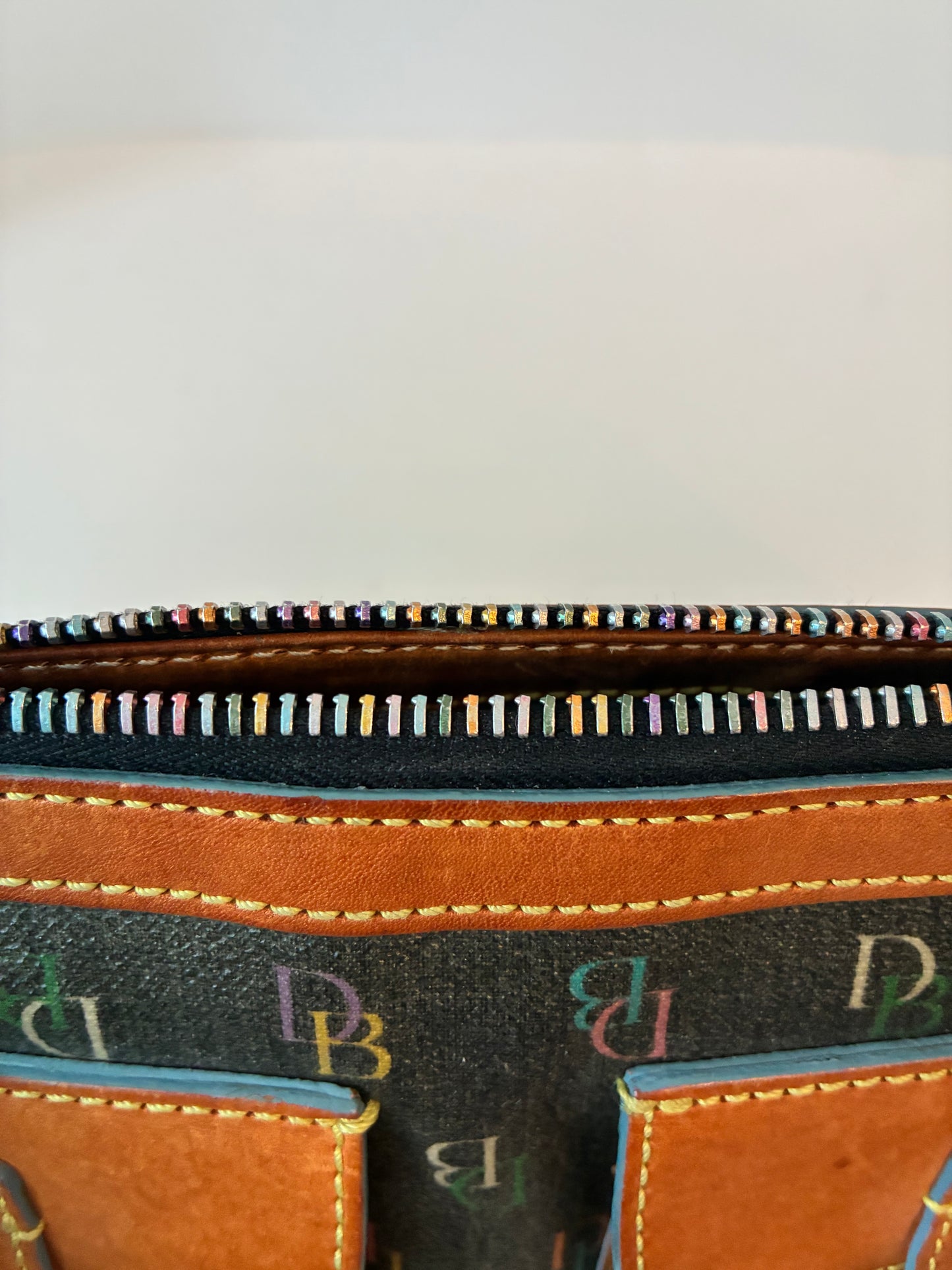 Pre-Owned Y2K Dooney & Bourke Rainbow Monogram Leather Shoulder Bag