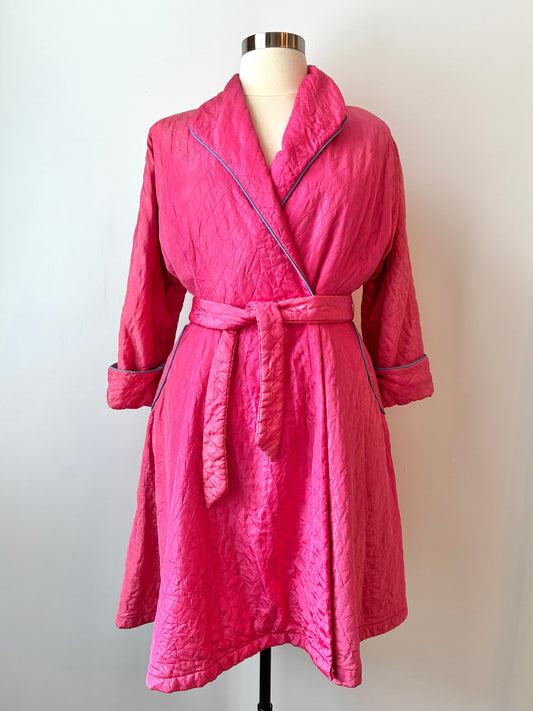 1950’s Quilted Flared Hot Pink Robe, Size: Large