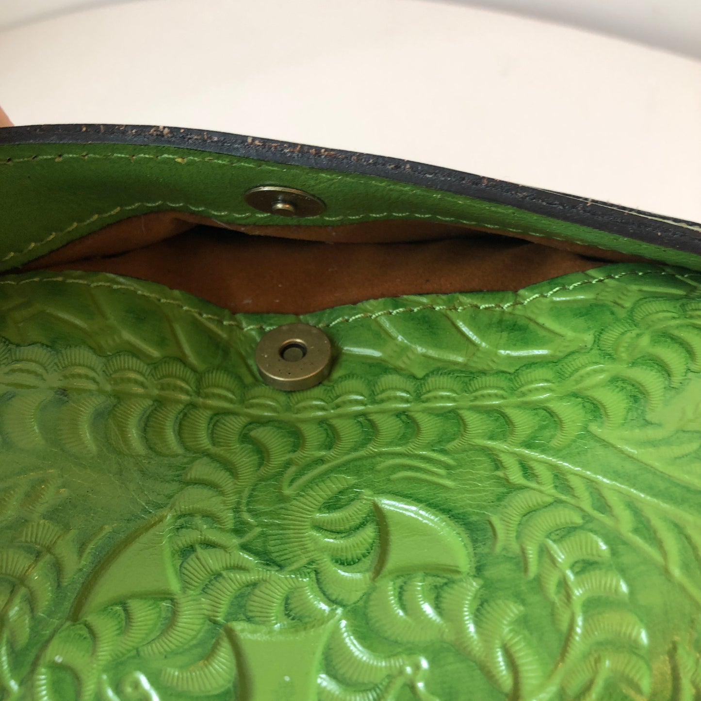 Pre-Owned Patricia Nash Tooled Leather Convertible Cross Body Handbag, with Dust Bag