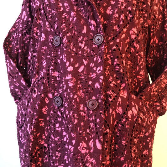 Pre-Owned 2PC Johnny Was Zaragoza Eyelet Embroidered Dress and Double Breasted Coat Set, Size XL
