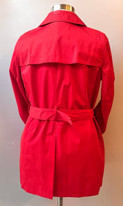 Micheal Kors Double Breasted Belted Orange Rain Coat, Size: 0X