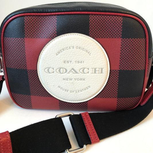 Pre-Owned Coach Buffalo Plaid Leather Dempsey Camera Bag