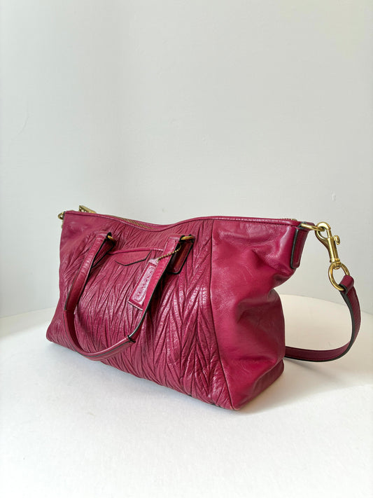 Pre-Owned Berry Coach Madison Gathered Leather Satchel