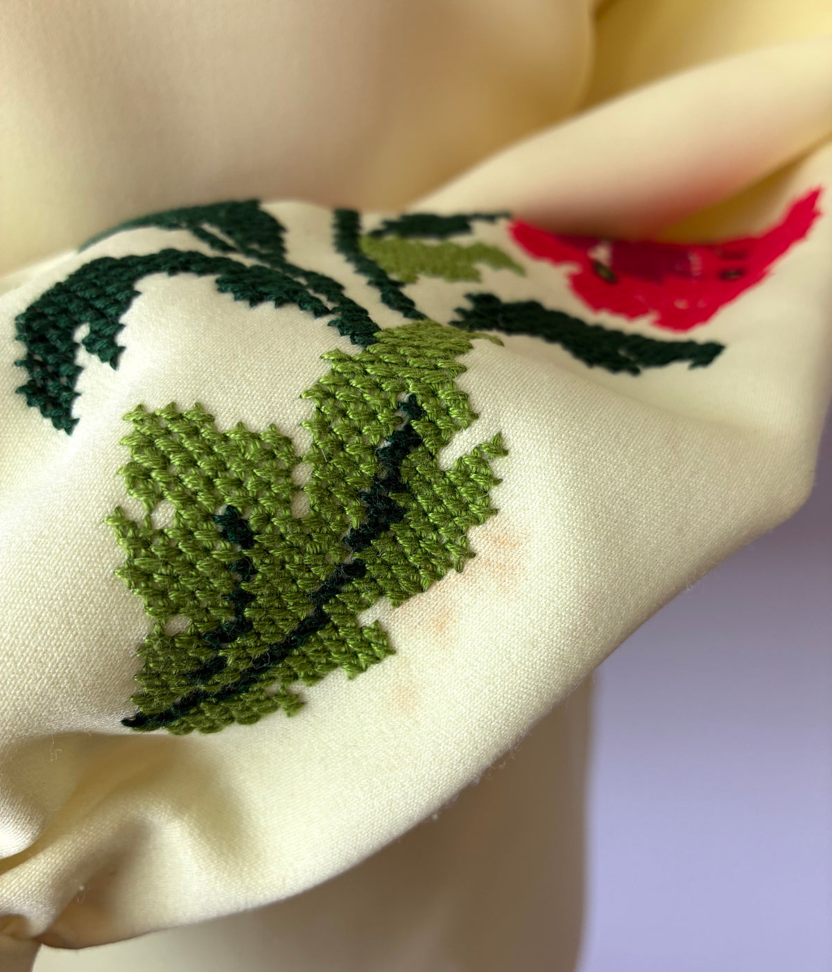 70’s Handmade Petit Point Embroidered Blouse, Size Large