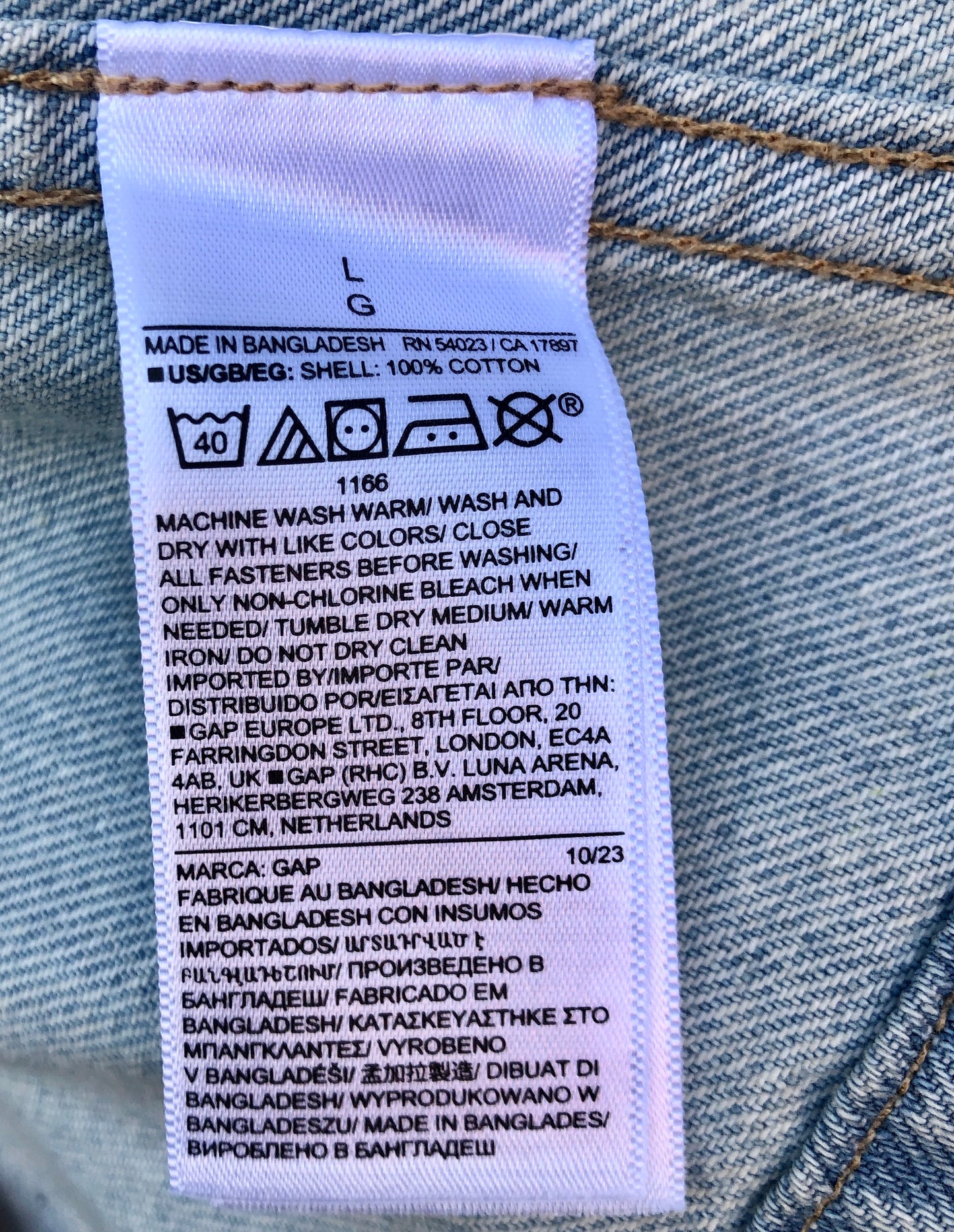 Gap Collarless Light Wash Denim Cropped Jacket, Size Large