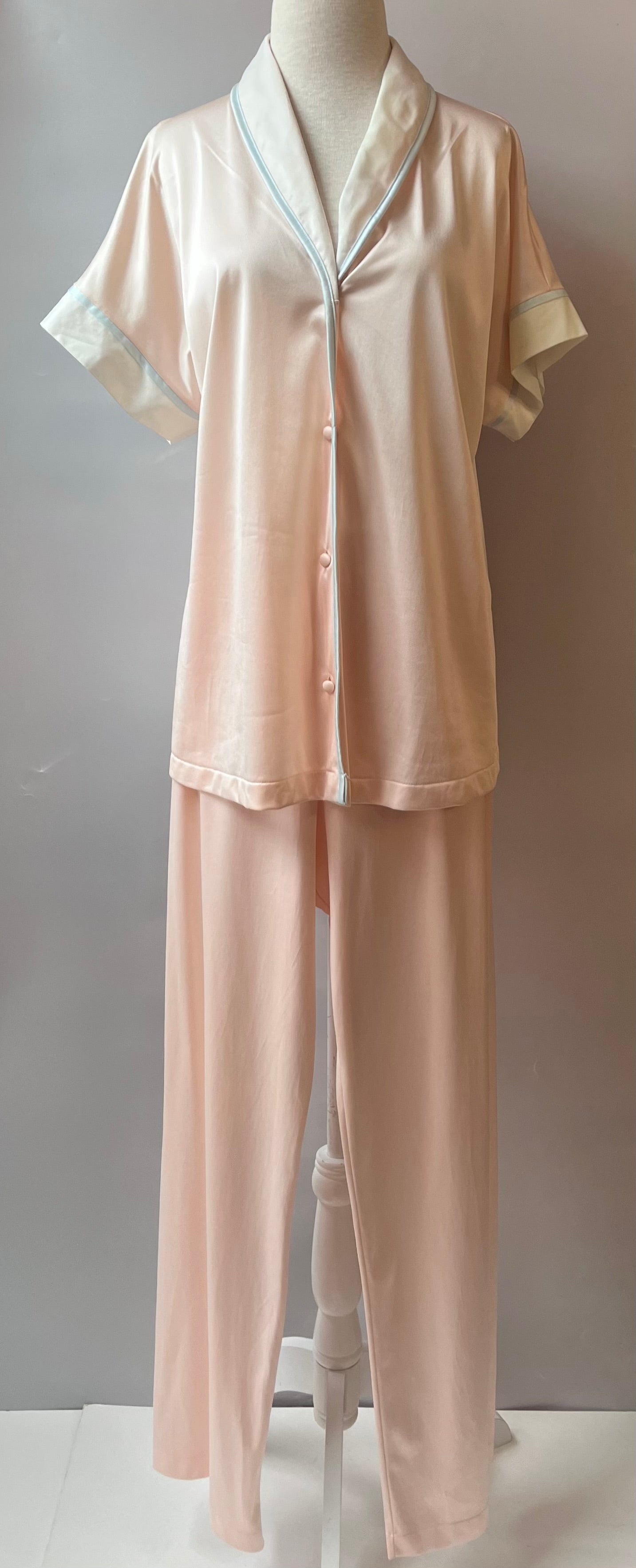 2PC Vintage Vanity Fair Pink/Blue Pajamas, Size: S