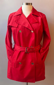 Micheal Kors Double Breasted Belted Orange Rain Coat, Size: 0X