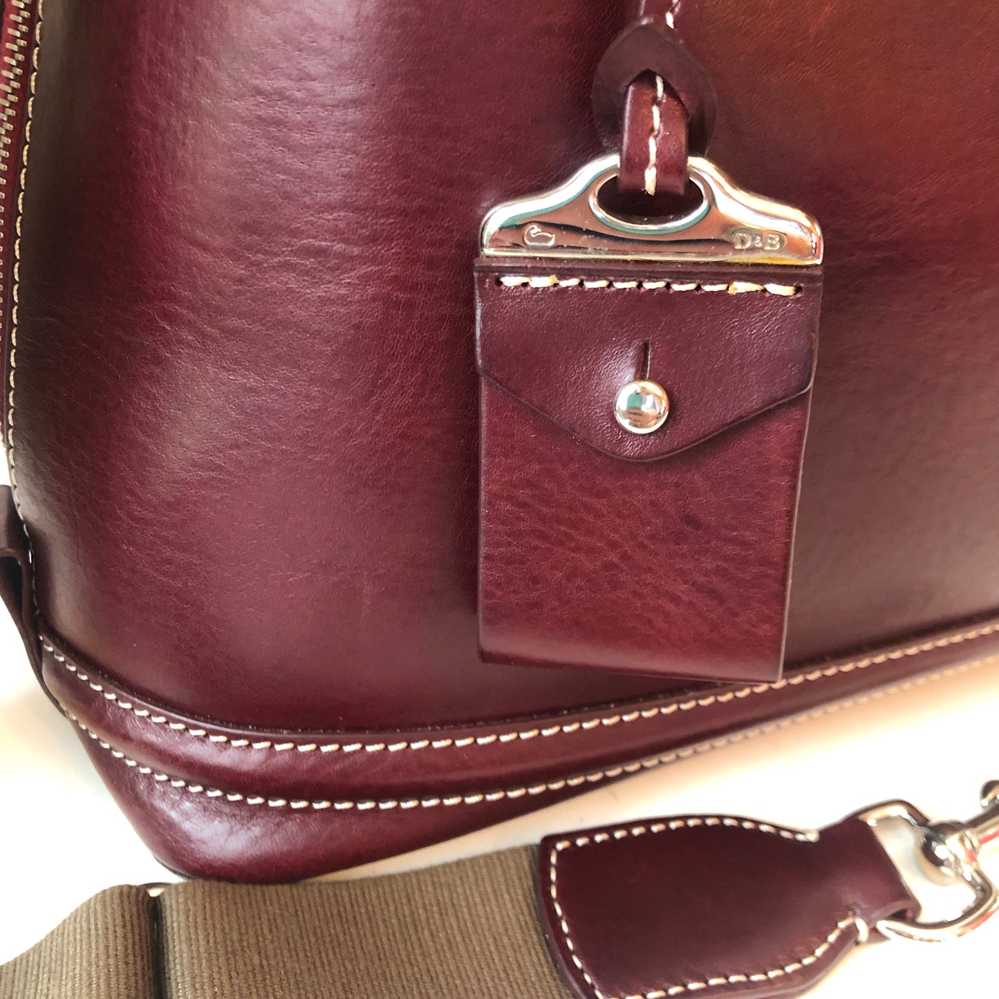 Pre-Owned Dooney & Bourke Burgundy Florentine Leather Toscana Side Zip Satchel with Removable Canvas/Lthr Strap