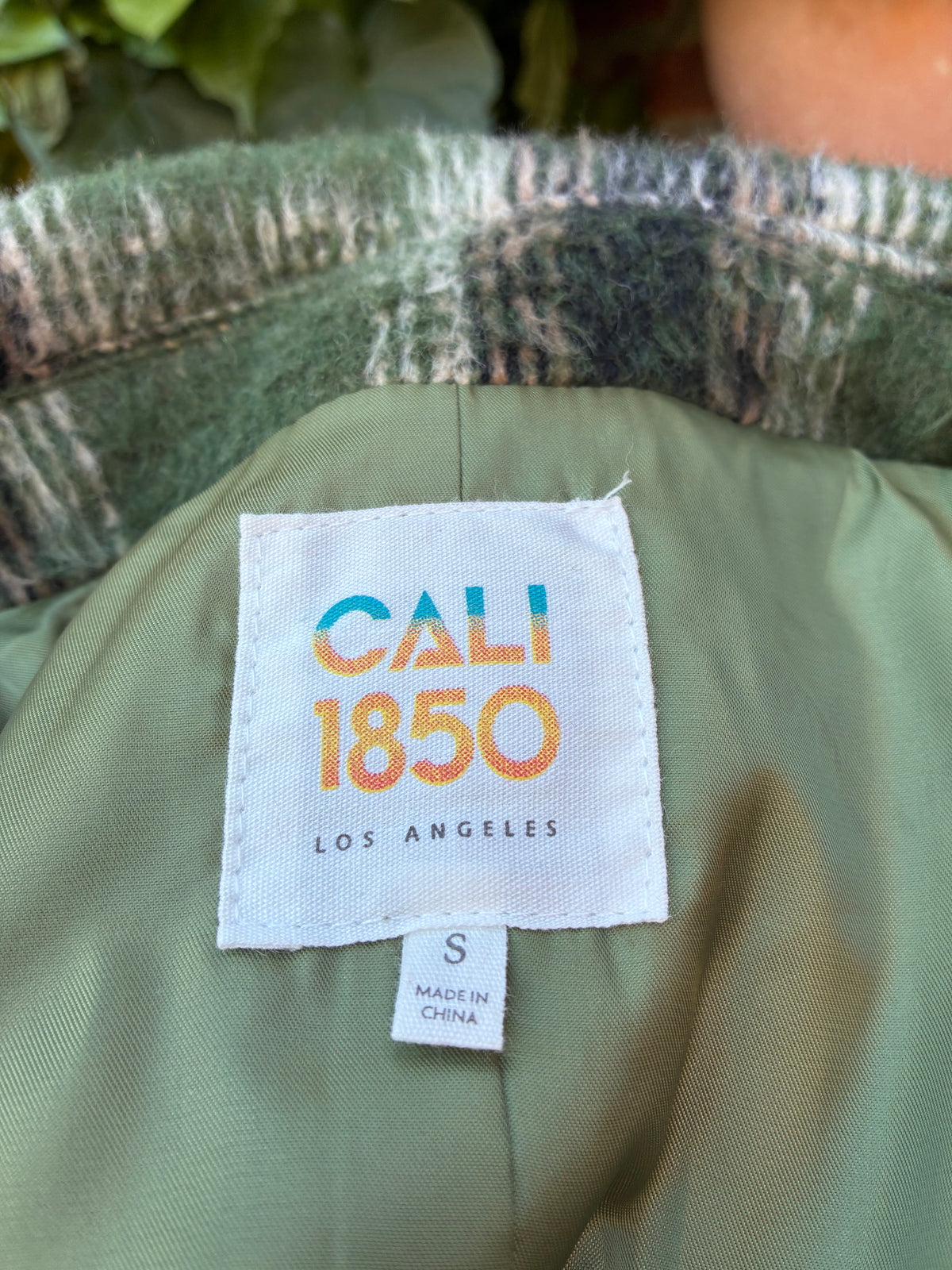 Pre-Owned Cali 1850 Green Mohair Plaid Coat, Size Small