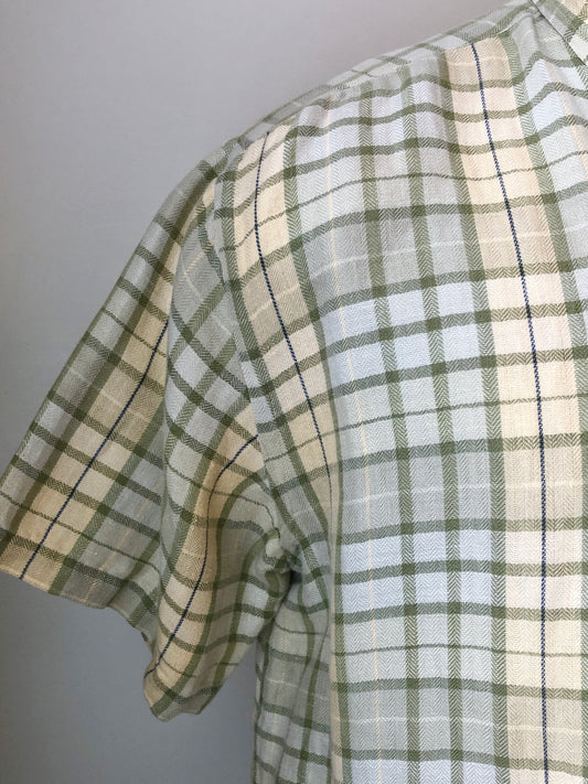 Woods & Gray Plaid Linen/Cotton Blend Shirt, Size Men’s Large