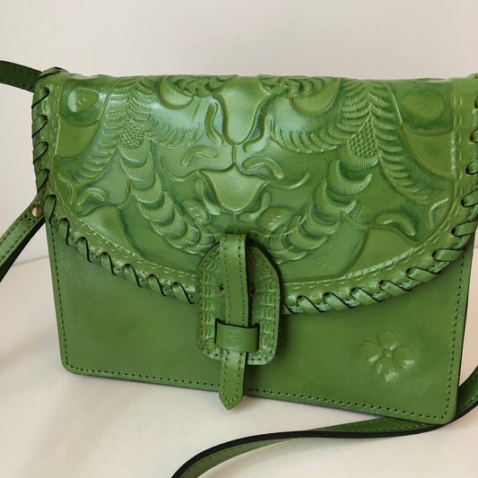 Pre-Owned Patricia Nash Tooled Leather Convertible Cross Body Handbag, with Dust Bag