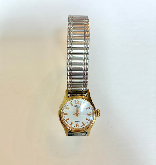 1999 Timex Gold-Tone Stretch Band Watch (Working w/ New Battery)