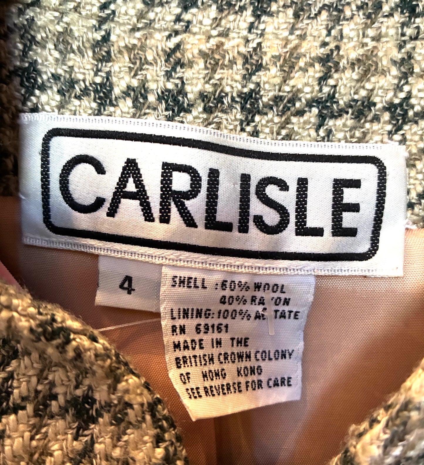 1990’s Carlisle Wool Houndstooth Jacket, Size 4