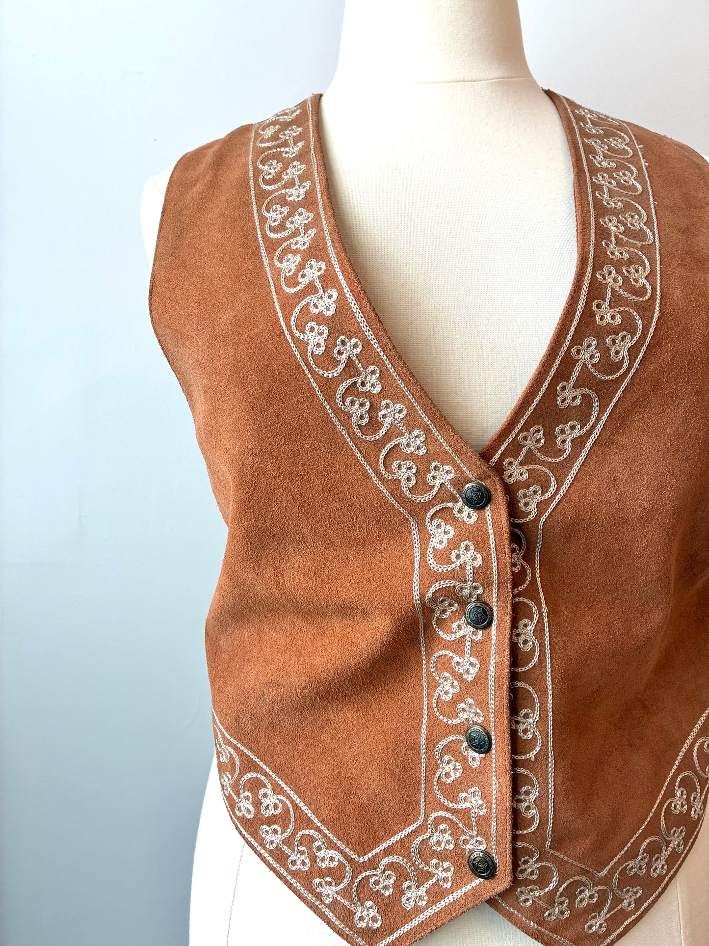 1980’s Agapo Collection Suede Genuine Leather Vest, Size: Medium/Large