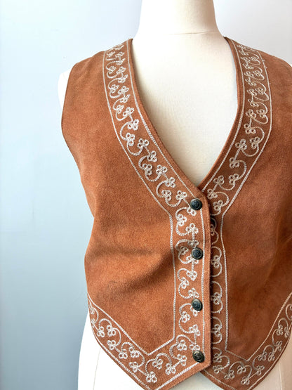 1980’s Agapo Collection Suede Genuine Leather Vest, Size: Medium/Large