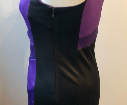 Pre-Owned Sangria Stretch Satin Colorblock Bandage Dress, Size 14