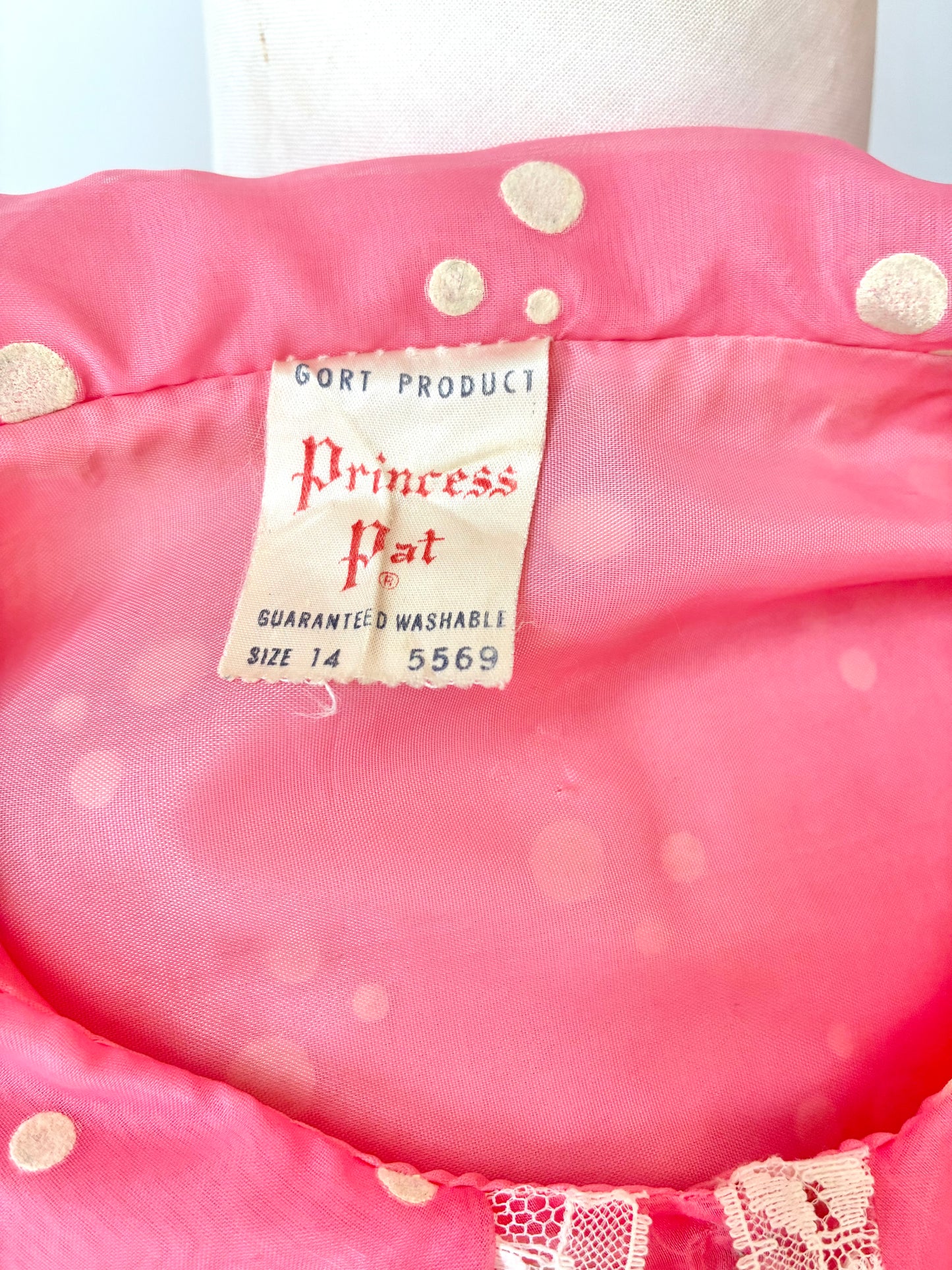 1960’s Princess Pat Polka Dot Lined Organza Brunch Coat, Size: 14