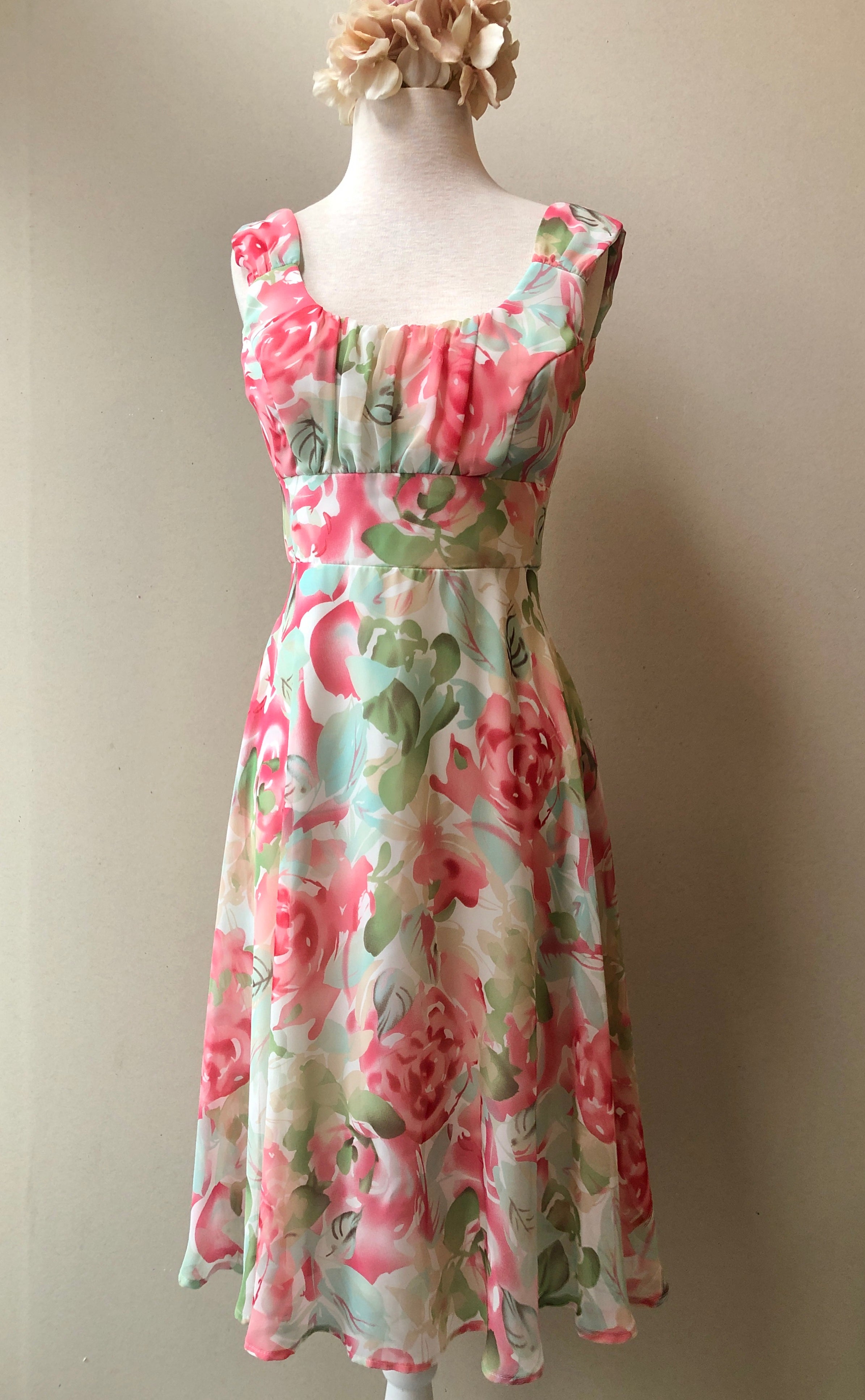 1990’s Lined Dressbarn Romantic Floral Dress, Size 4