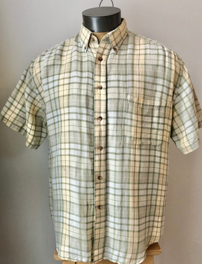 Woods & Gray Plaid Linen/Cotton Blend Shirt, Size Men’s Large