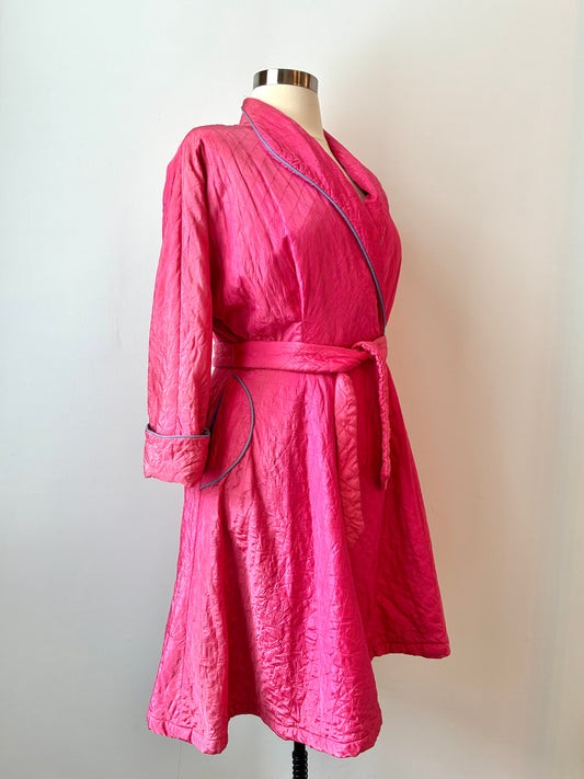 1950’s Quilted Flared Hot Pink Robe, Size: Large
