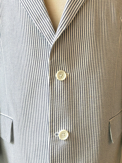 Pre-Owned Jos. A. Banks Light Blue Seersucker Striped Blazer, Size Medium