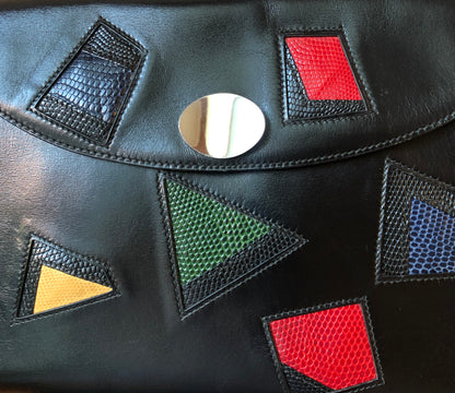 Pre-Owned Vintage 1980’s Hermès Leather and Lizard Block Pochette Rio Clutch Bag