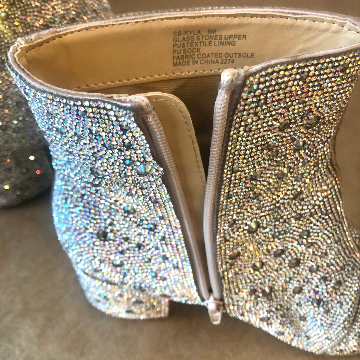 Pre-Owned Betsey Johnson Rhinestone Kyla Ankle Boots, Size 8 M