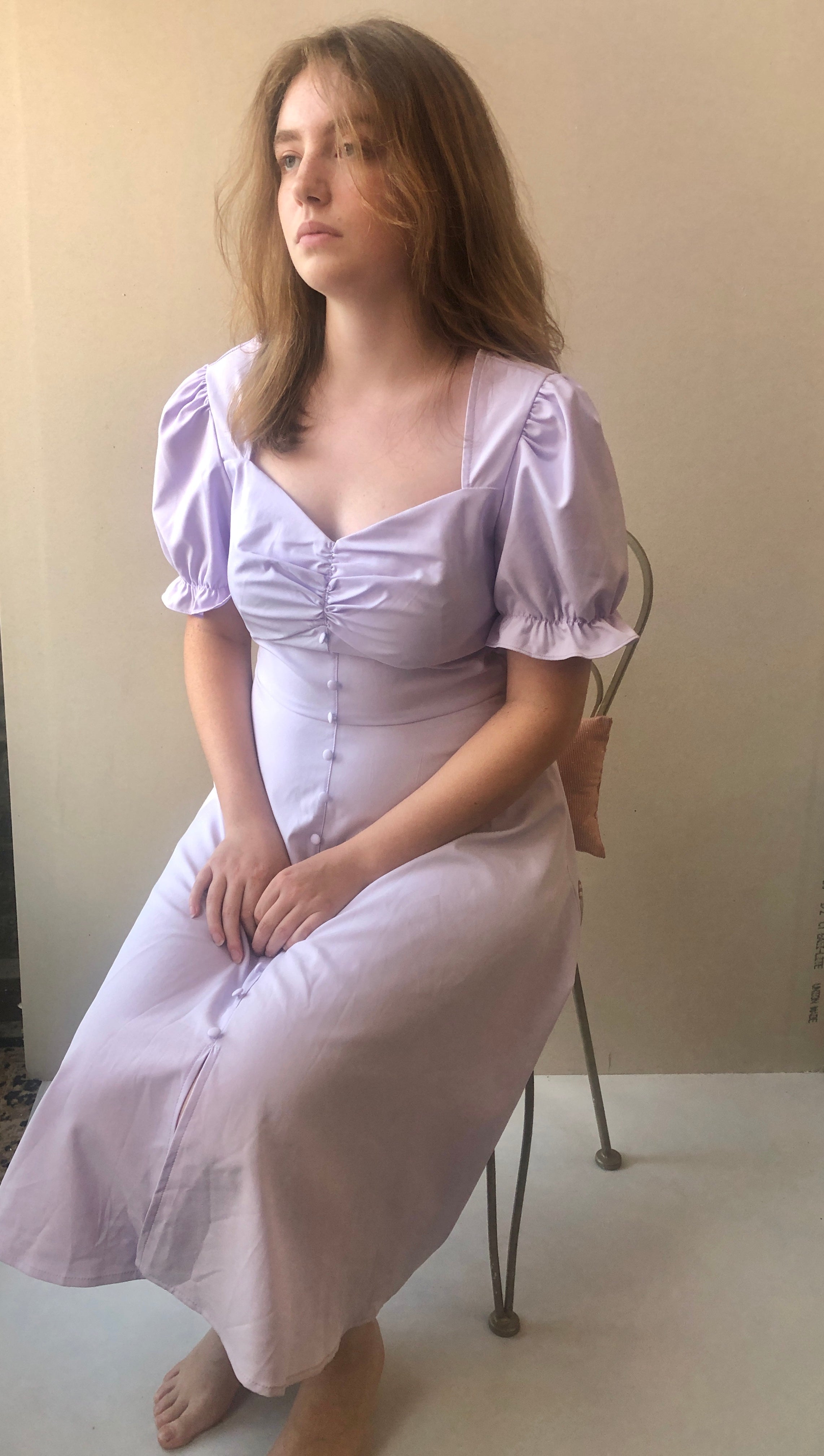Pre-Owned NWT Belle Poque Lavender Stretch Retro Style Dress, Size Medium