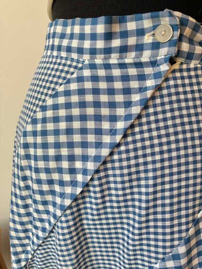 1970’s Pinwheel Contrasting Gingham Maxi Skirt, Size: Small