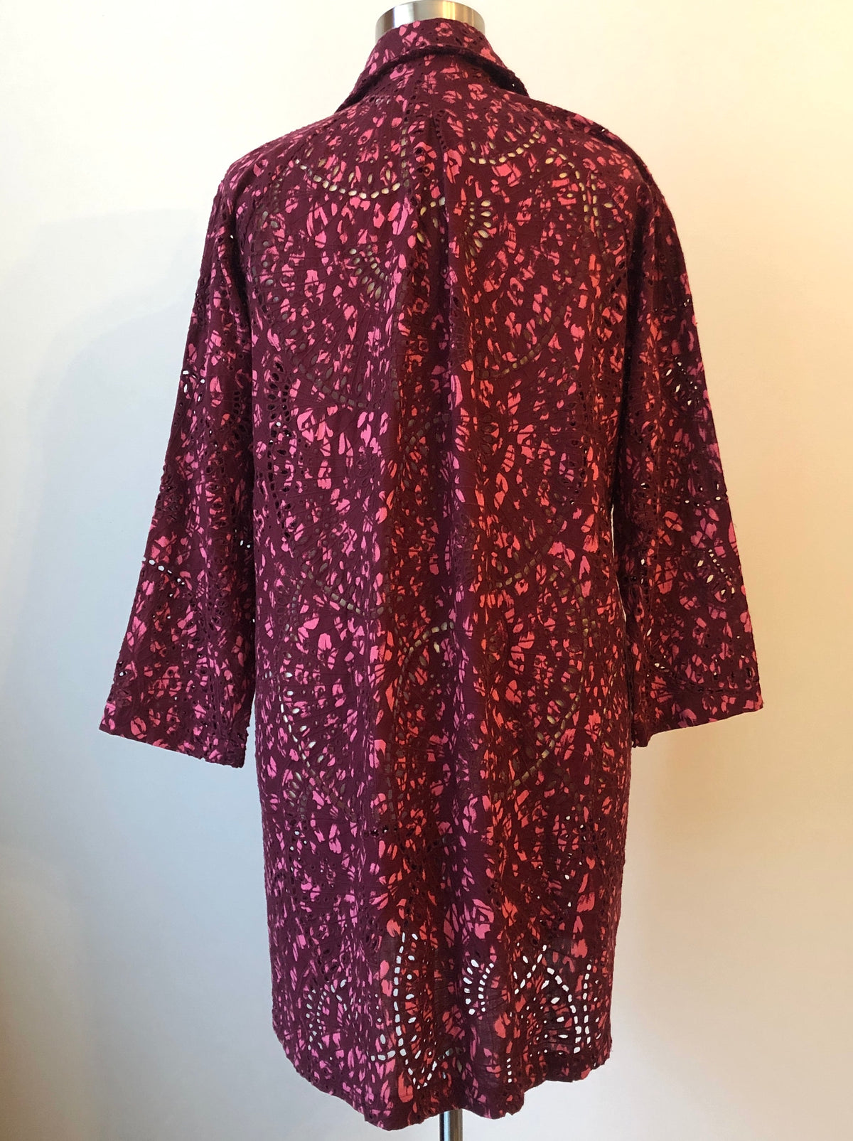 Pre-Owned 2PC Johnny Was Zaragoza Eyelet Embroidered Dress and Double Breasted Coat Set, Size XL