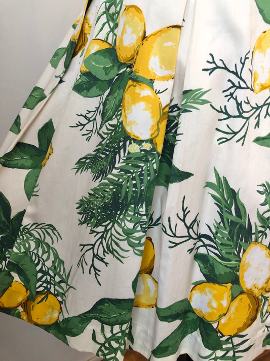 Pre-Owned Talbots Cotton Lemon Print Pleated Skirt, Size 4/6