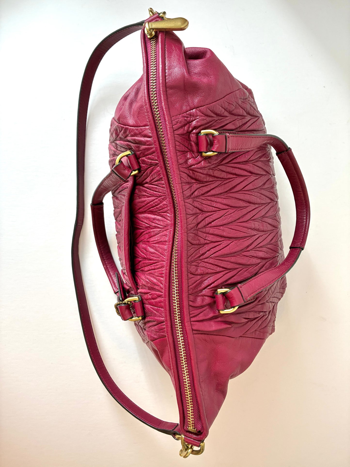 Pre-Owned Berry Coach Madison Gathered Leather Satchel