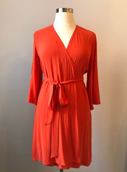 Pre-Owned NWT Eileen Fisher Silk Crepe Georgette Wrap Dress, Size Large