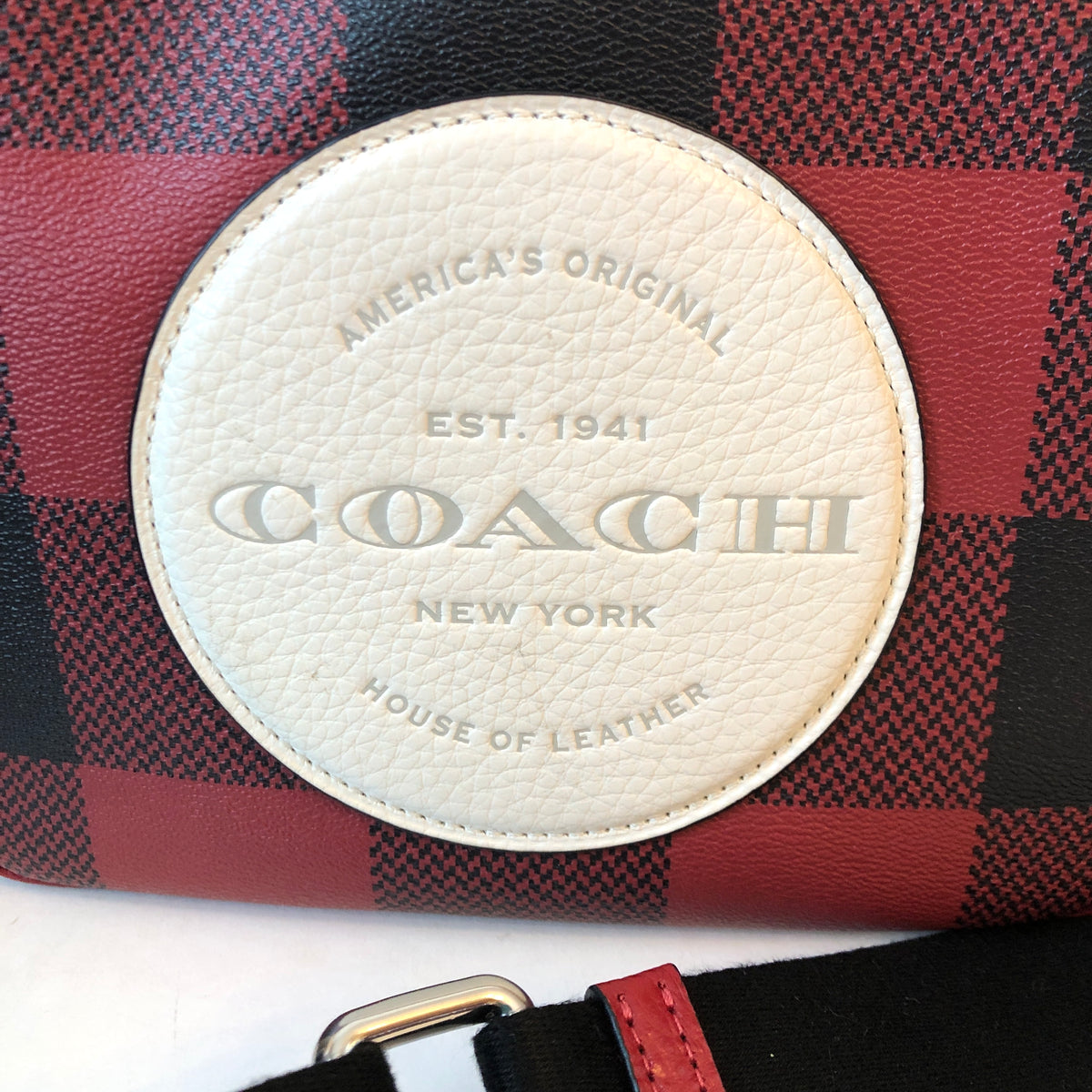 Pre-Owned Coach Buffalo Plaid Leather Dempsey Camera Bag