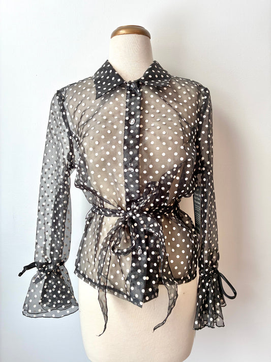 R&K Polka Dot Organza, With Tags, Material: 100% Polyester, Size: 10