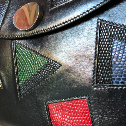 Pre-Owned Vintage 1980’s Hermès Leather and Lizard Block Pochette Rio Clutch Bag