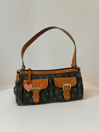 Pre-Owned Y2K Dooney & Bourke Rainbow Monogram Leather Shoulder Bag