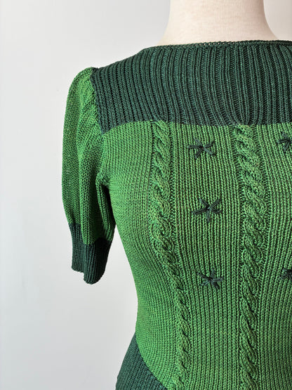 1940’s Handmade Wartime Short Sleeve Sweater, Size: Small