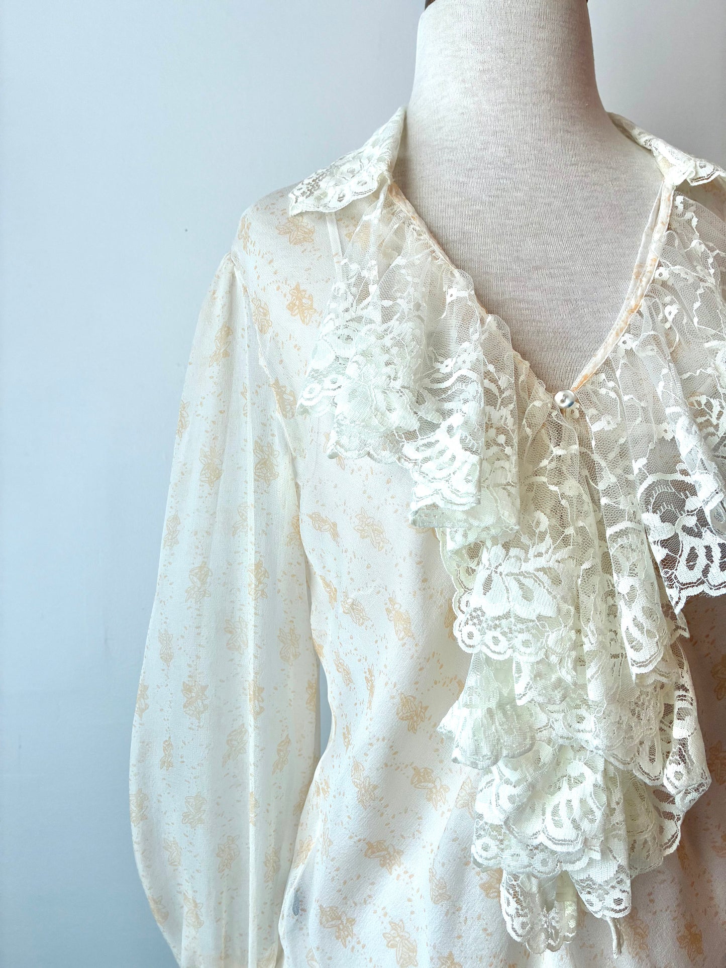 Y2K I.C.E. Floral Sheer Blouse with Camisole, Material: 100% Silk (Cami 100% Polyester), Size: Medium