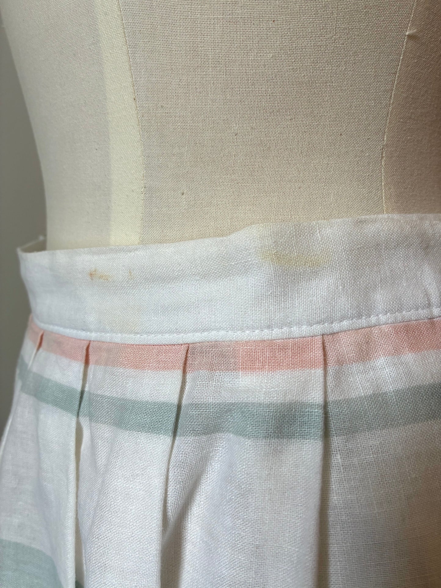 1960’s Russ Petites Thick Stripe Soft Linen Skirt, Size: Small