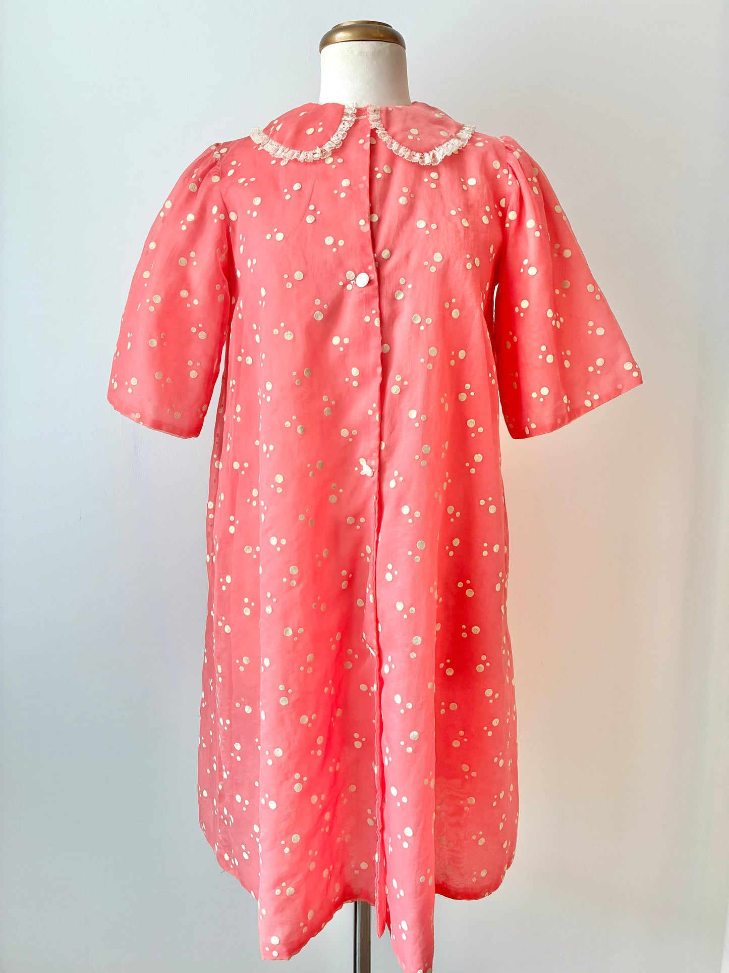 1960’s Princess Pat Polka Dot Lined Organza Brunch Coat, Size: 14