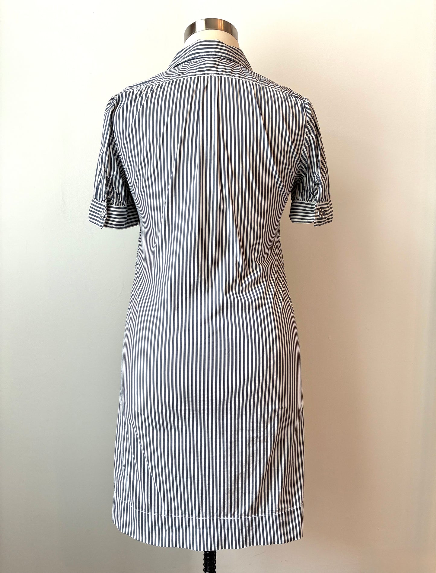 Pre-Owned Banana Republic Cotton Pinstripe Shirt Dress, Size: 12