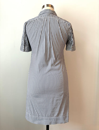 Pre-Owned Banana Republic Cotton Pinstripe Shirt Dress, Size: 12