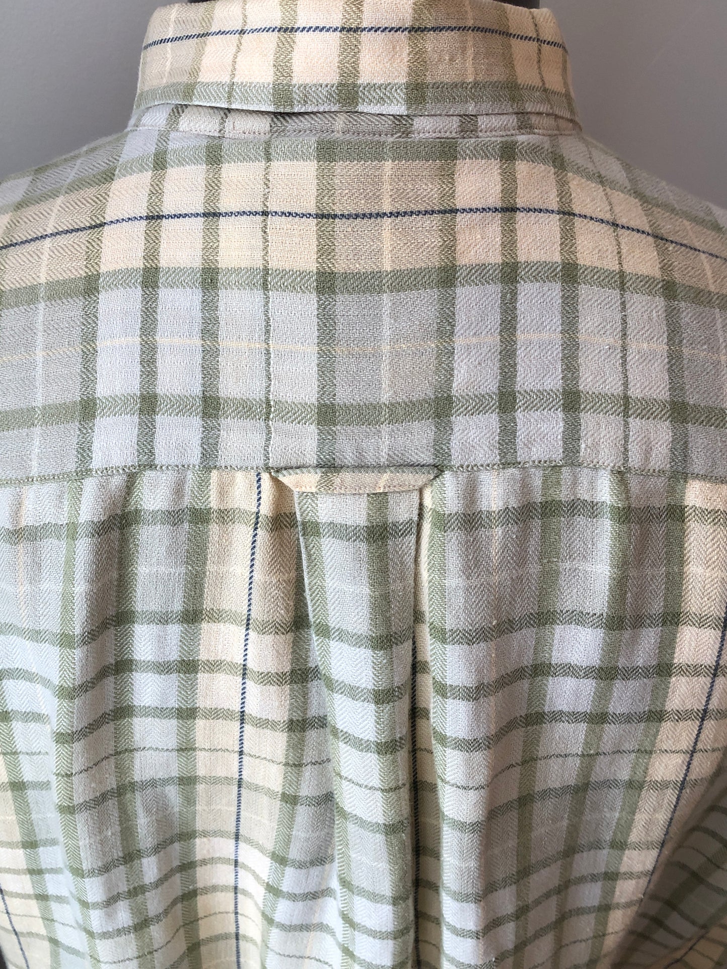 Woods & Gray Plaid Linen/Cotton Blend Shirt, Size Men’s Large