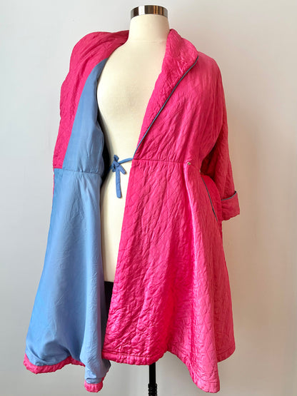 1950’s Quilted Flared Hot Pink Robe, Size: Large