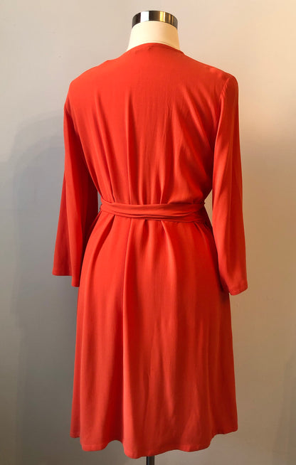 Pre-Owned NWT Eileen Fisher Silk Crepe Georgette Wrap Dress, Size Large