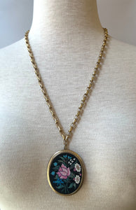 1970s Avon Mosaic Style Carved Picture Necklace