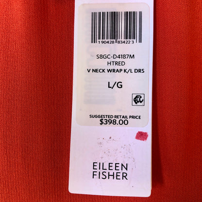 Pre-Owned NWT Eileen Fisher Silk Crepe Georgette Wrap Dress, Size Large