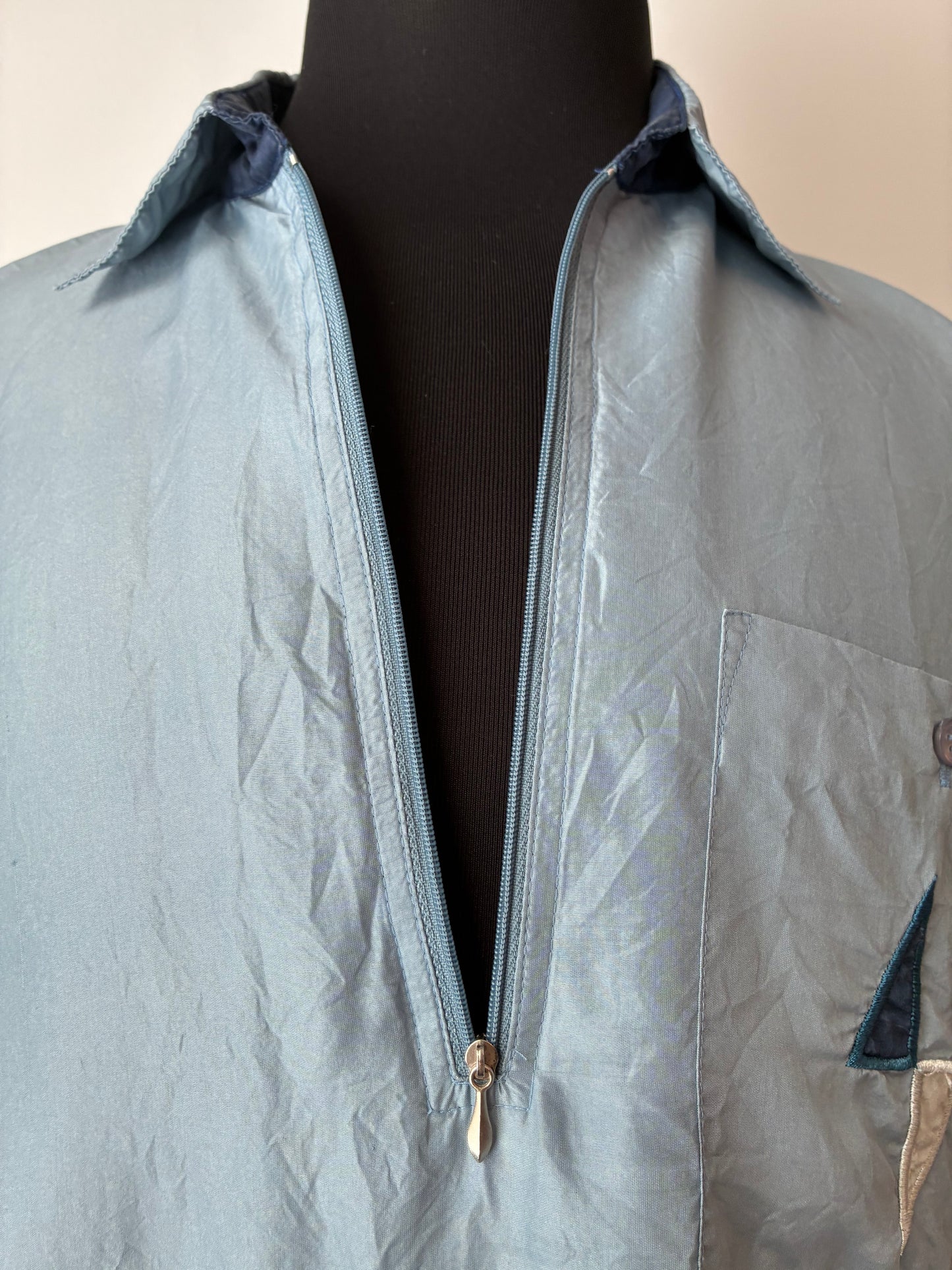80’s Personal Choice Silk Banded Shirt, Size: Medium