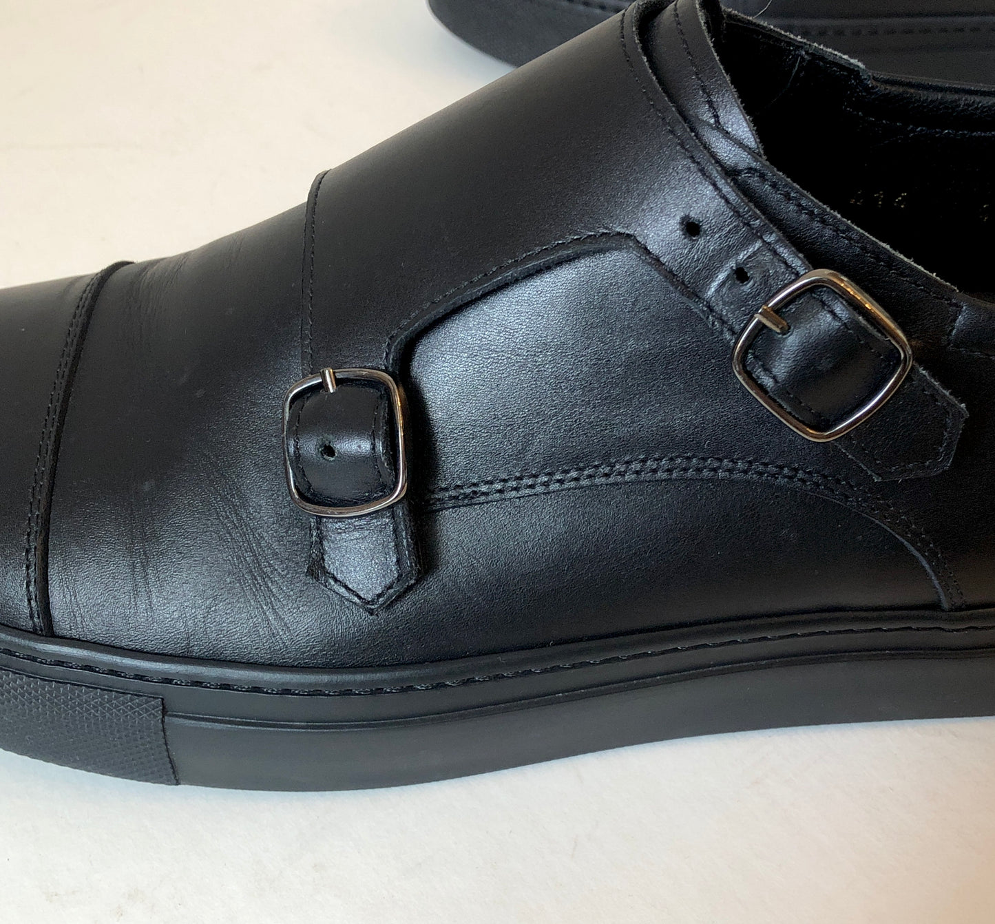 Pre-Owned Men’s Scarosso Fabio Intense Black Leather Sneakers, Size: 10-10.5